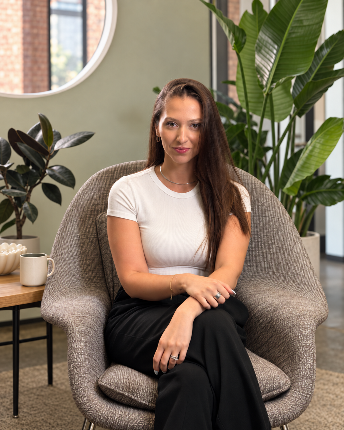 Founder of Content & Co. in a warm studio environment